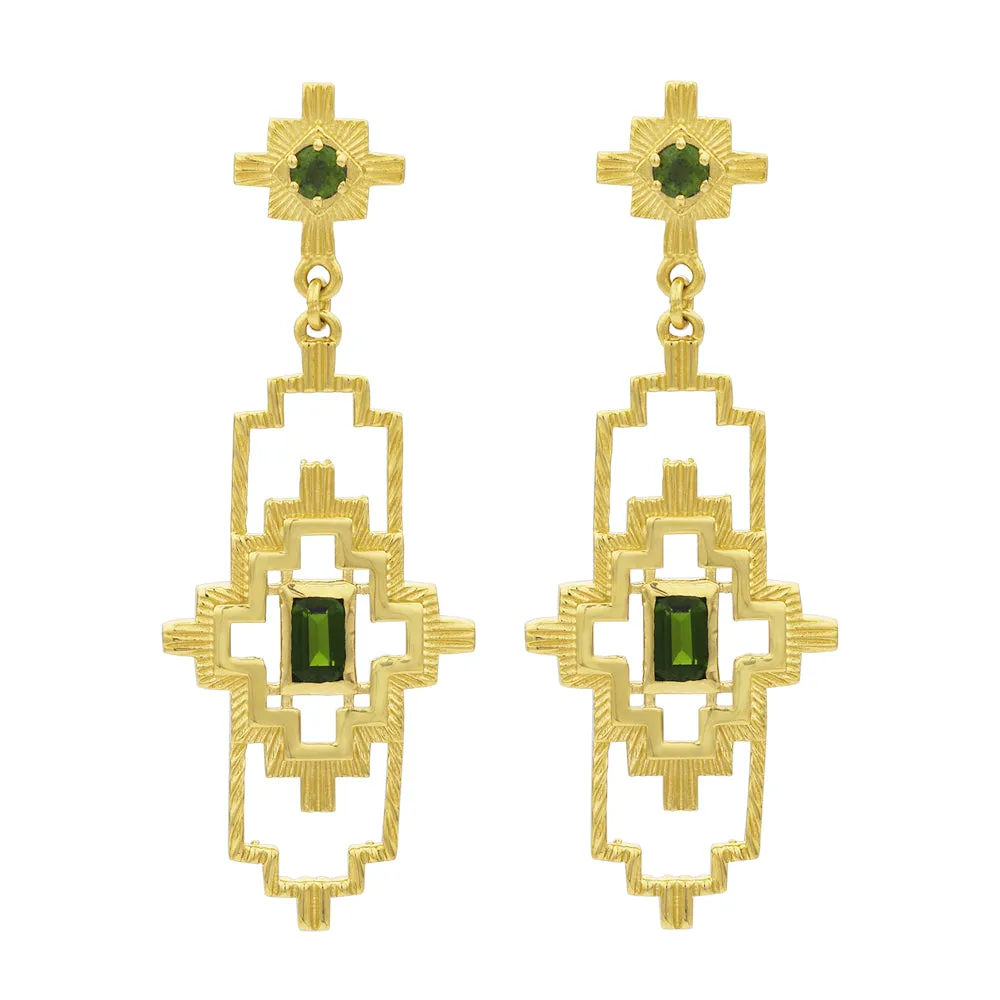 Zoe & Morgan Munay Earrings - Gold Plated & Chrome Diopside
