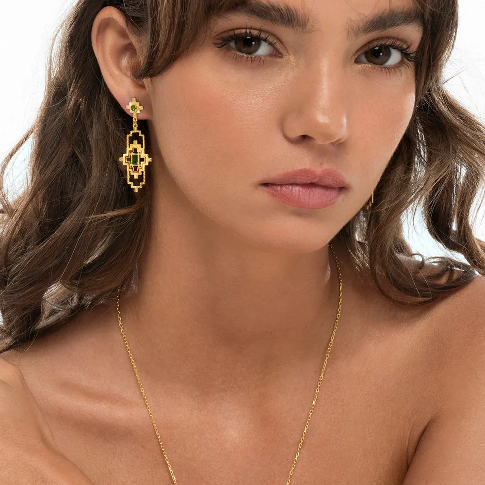 Zoe & Morgan Munay Earrings - Gold Plated & Chrome Diopside