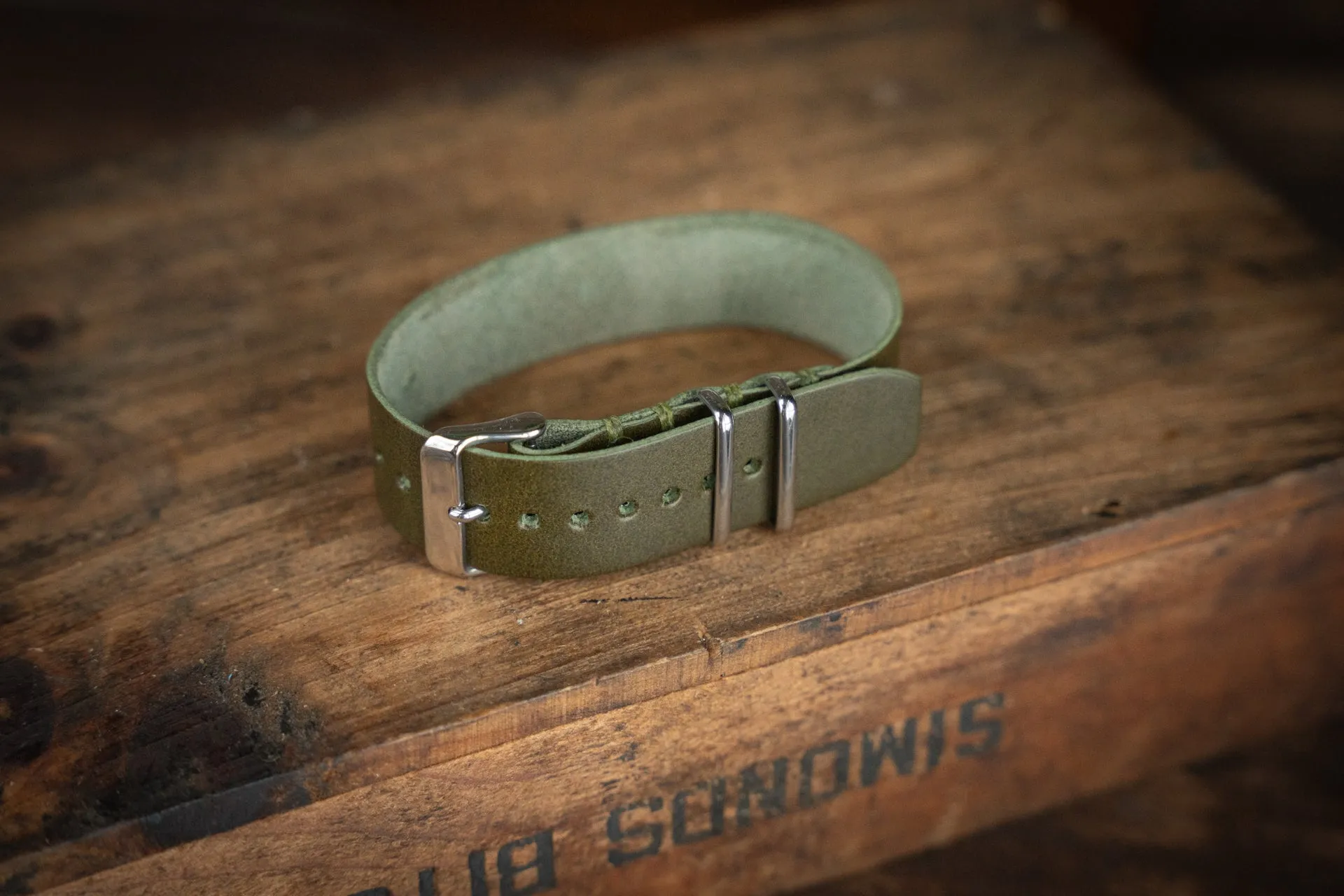 ZULU Leather Watch Strap Olive Green