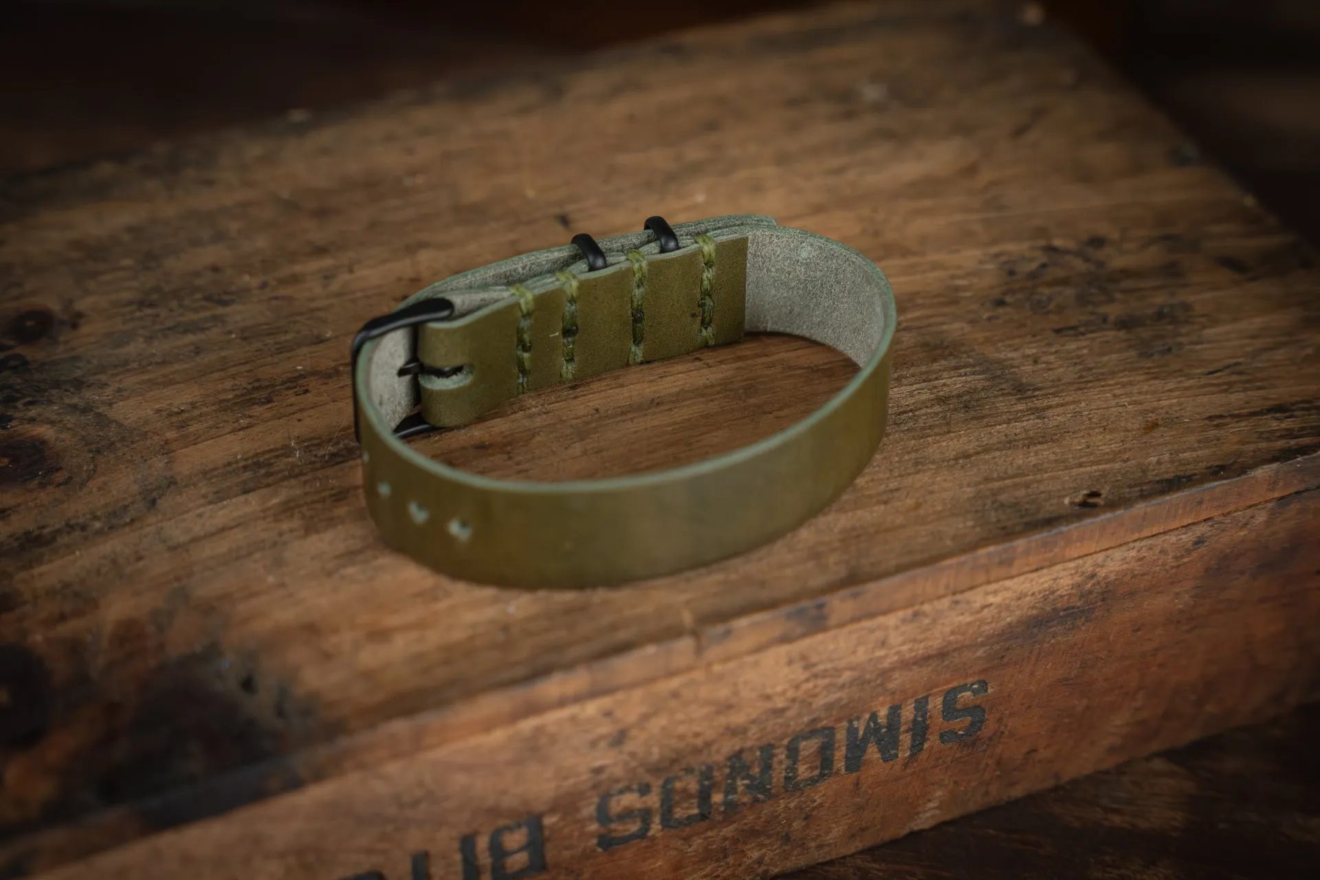 ZULU Leather Watch Strap Olive Green