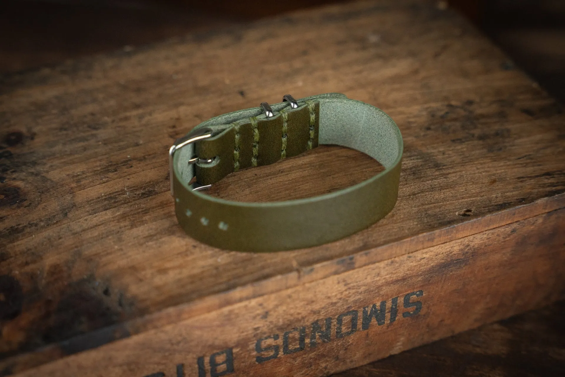 ZULU Leather Watch Strap Olive Green